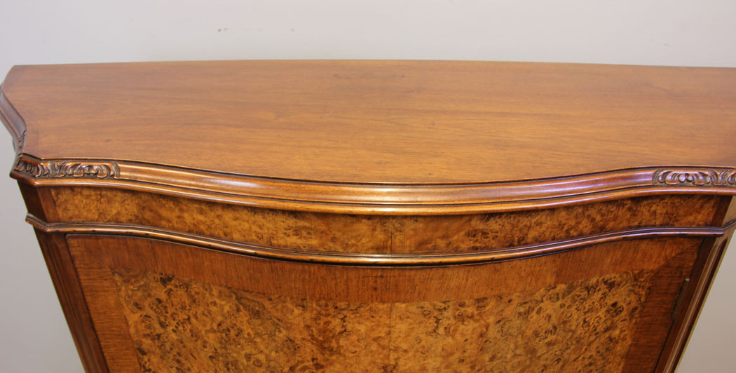11998r4 Antique Burr Walnut Serpentine Side Cabinet ,