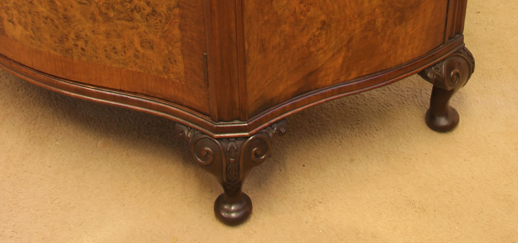 11998r6 Antique Burr Walnut Serpentine Side Cabinet ,