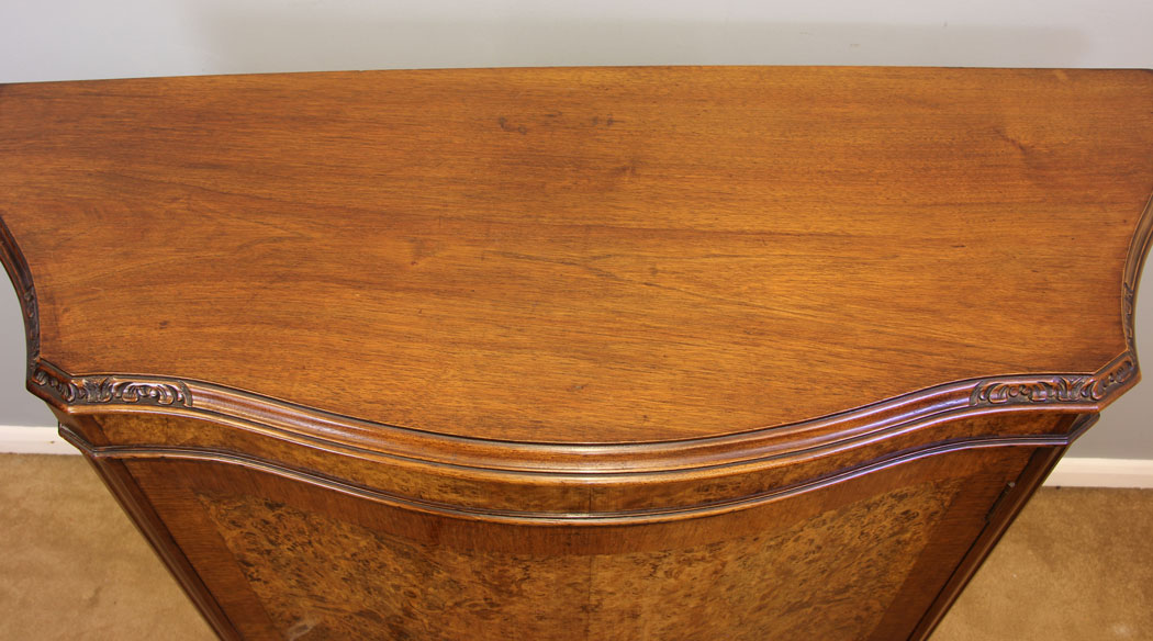 11998r7 Antique Burr Walnut Serpentine Side Cabinet ,