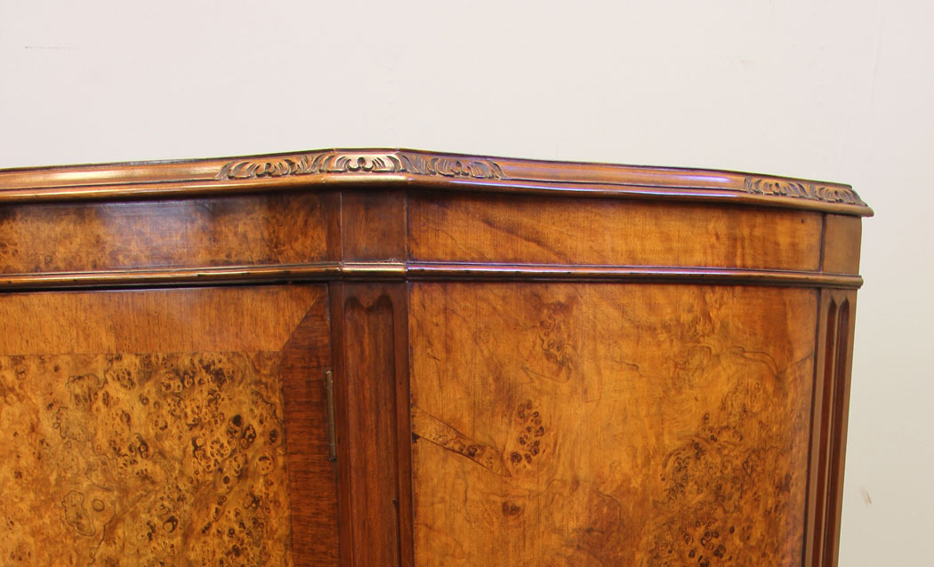 11998r9 Antique Burr Walnut Serpentine Side Cabinet ,
