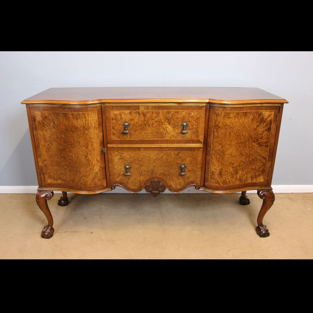 12002r01-Antique-Serpentine-Front-Burr-Walnut-Sideboard-,- Antique Quality Serpentine Front Burr Walnut Sideboard.