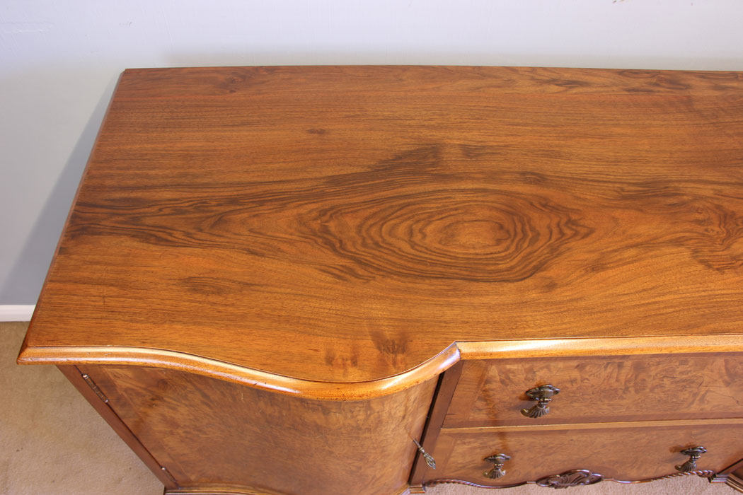 12002r10 Antique Serpentine Front Burr Walnut Sideboard ,