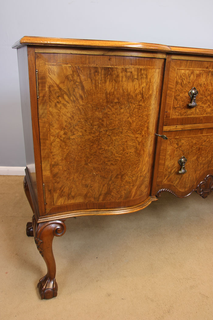 12002r11 Antique Serpentine Front Burr Walnut Sideboard ,