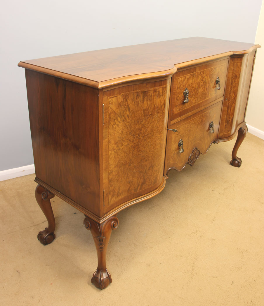 12002r13 Antique Serpentine Front Burr Walnut Sideboard ,