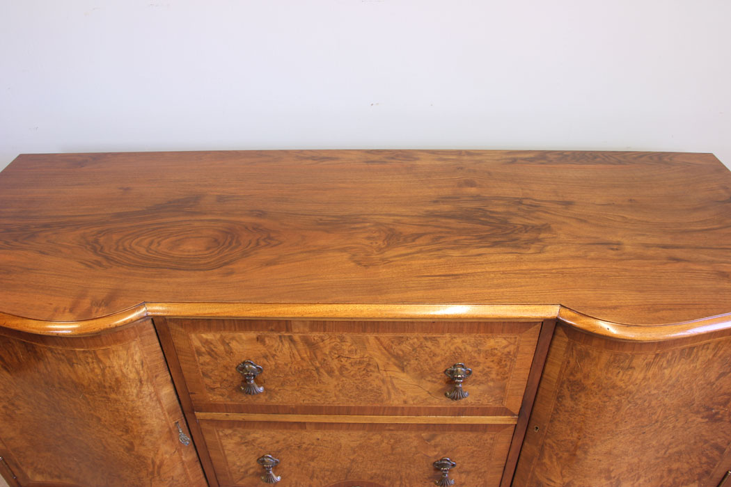 12002r14 Antique Serpentine Front Burr Walnut Sideboard ,