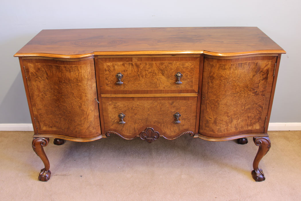 12002r15 Antique Serpentine Front Burr Walnut Sideboard ,