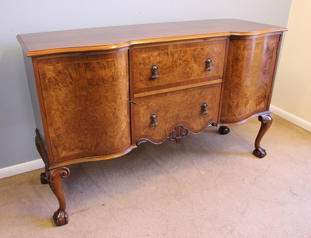 12002r2 Antique Serpentine Front Burr Walnut Sideboard ,