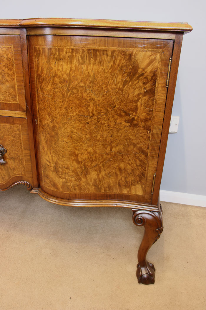 12002r6 Antique Serpentine Front Burr Walnut Sideboard ,