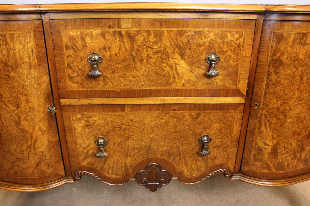 12002r7 Antique Serpentine Front Burr Walnut Sideboard ,