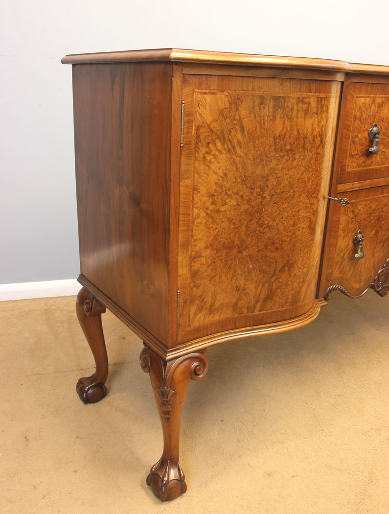 12002r9 Antique Serpentine Front Burr Walnut Sideboard ,