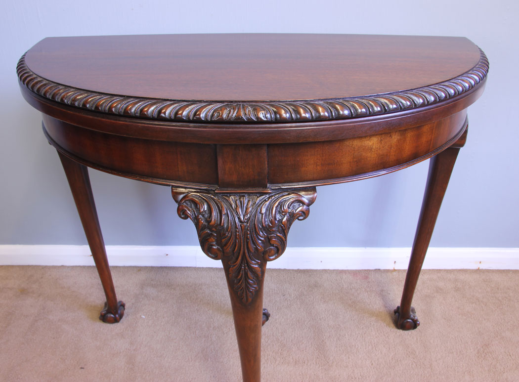 12004r11 Antique Mahogany Games Card Table Console Side Table,