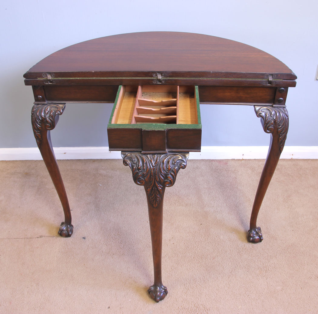 12004r6 Antique Mahogany Games Card Table Console Side Table,