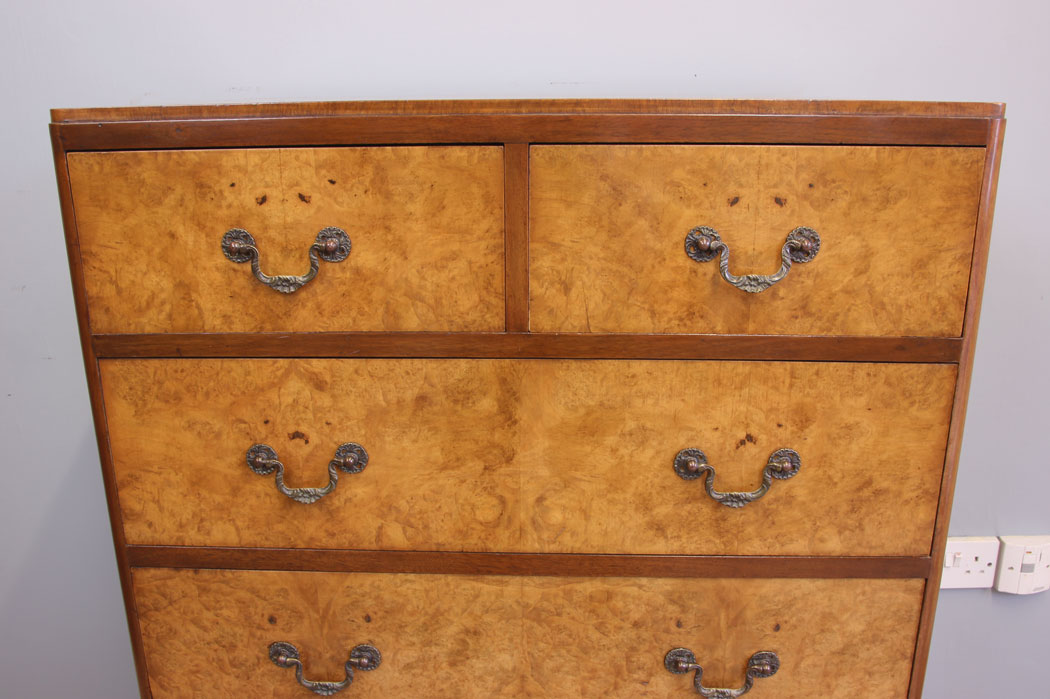 12015r3 Antique Burr Walnut Tall Chest of Drawers,