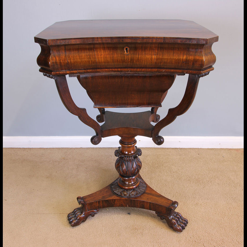 12019r01-Antique-Victorian-Sewing-Work-Table,- Antique Victorian Rosewood Sewing Work Table.