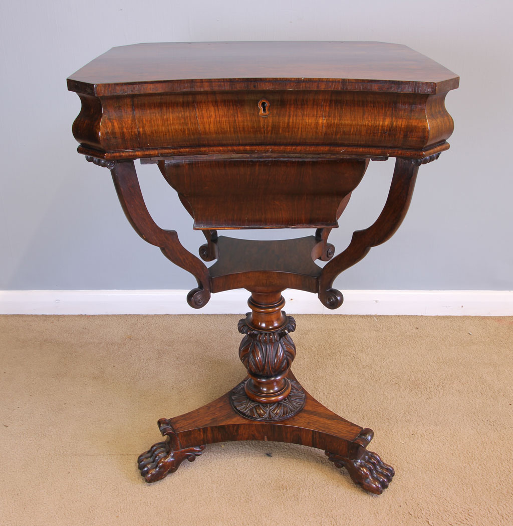 12019r1 Antique Victorian Sewing Work Table,