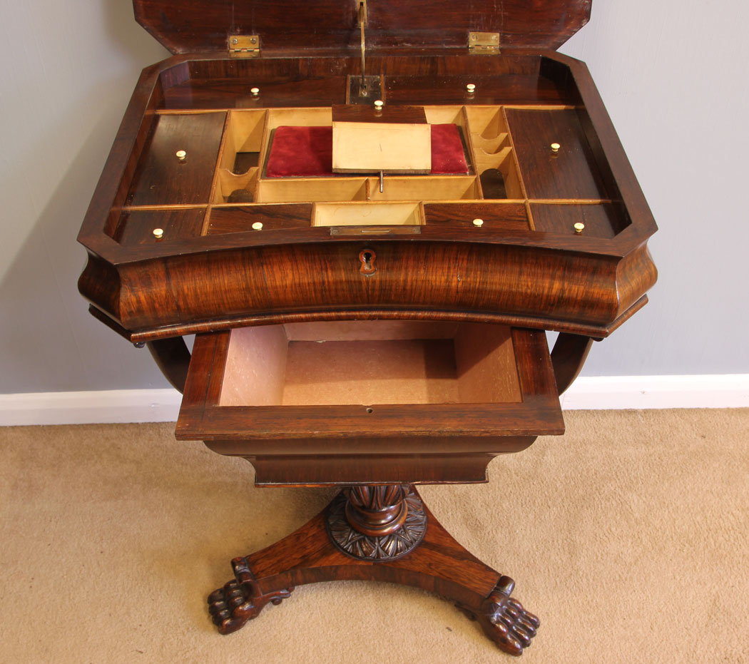 12019r2 Antique Victorian Sewing Work Table,