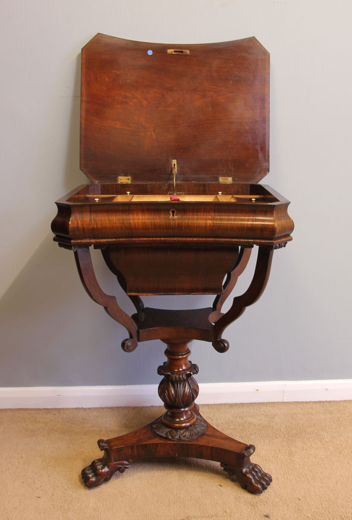12019r3 Antique Victorian Sewing Work Table,