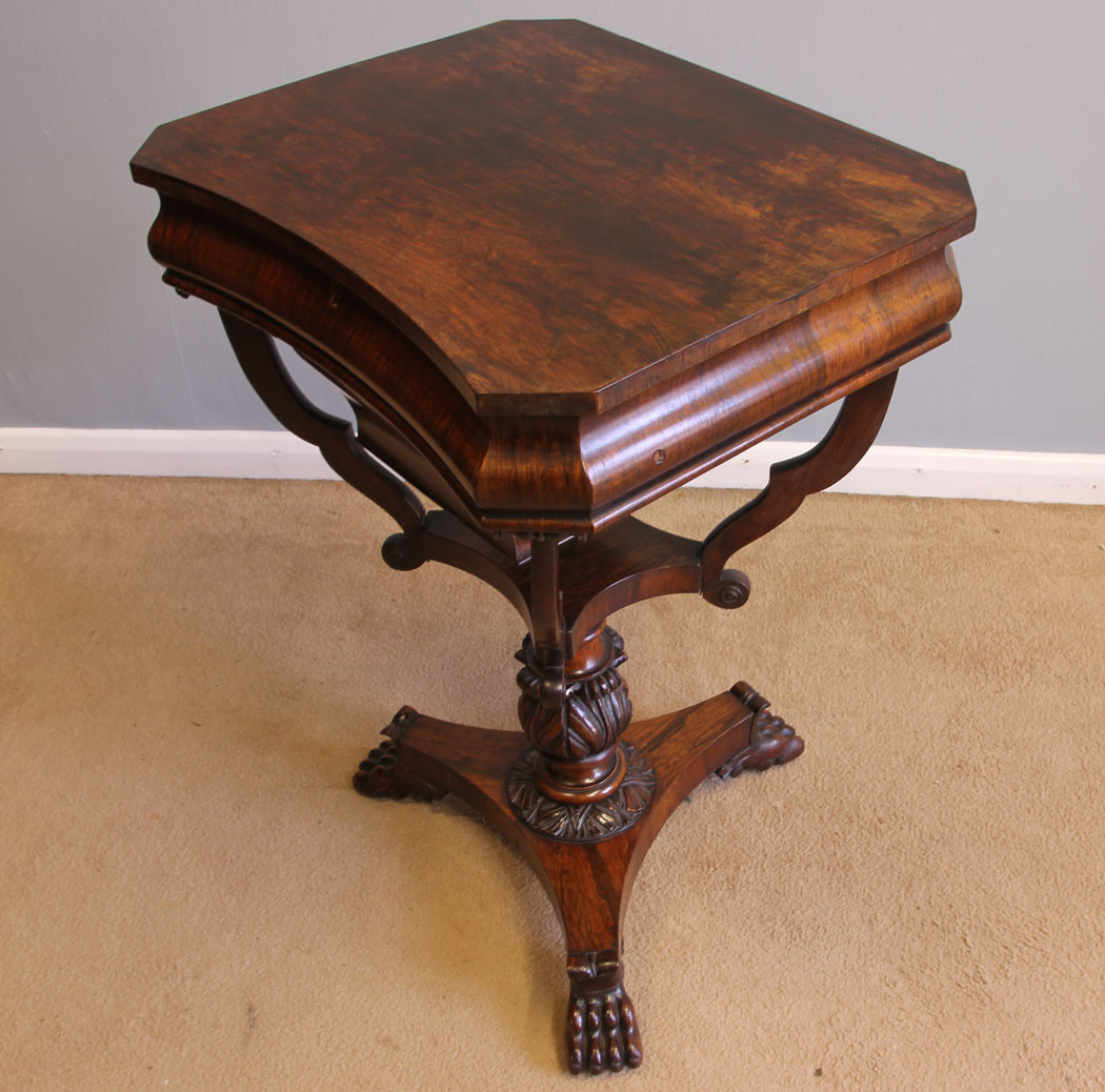 12019r7 Antique Victorian Sewing Work Table,