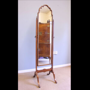 Antique Queen Anne Style Mahogany Cheval Dressing Mirror