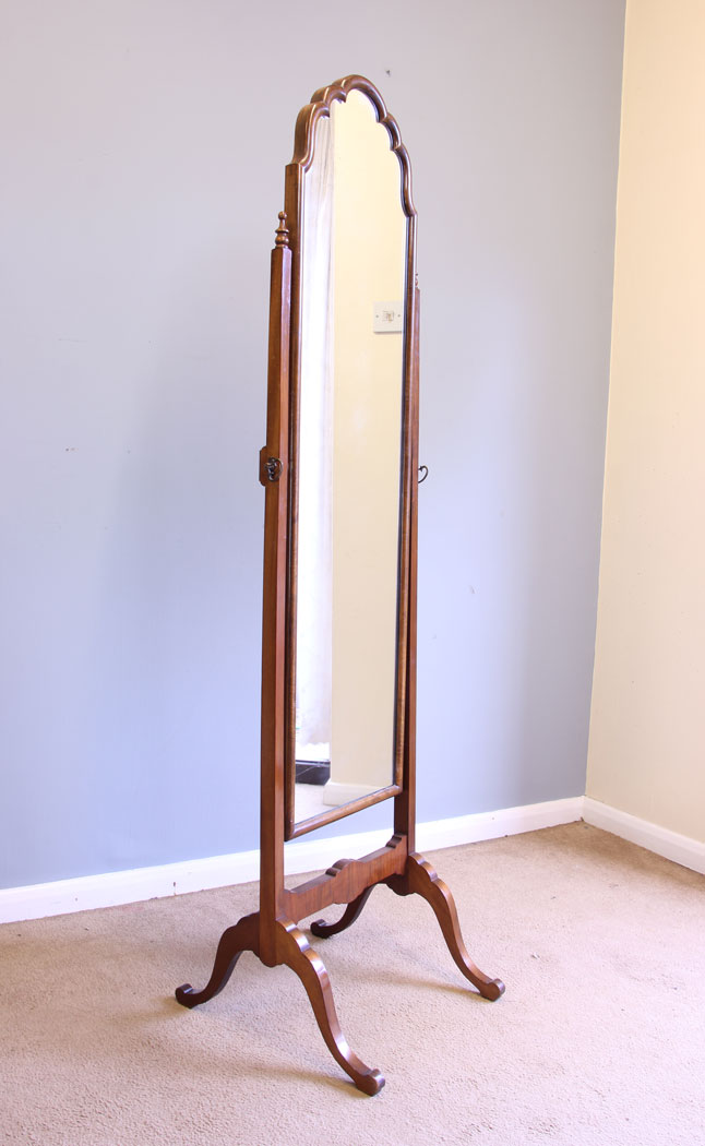12020r2 Antique Mahogany cheval Dressing Mirror,