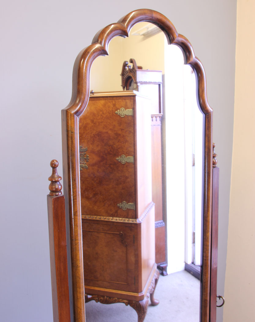 12020r3 Antique Mahogany cheval Dressing Mirror,