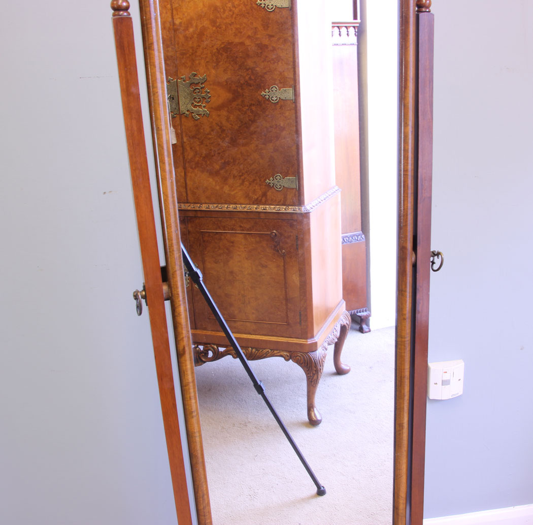 12020r6 Antique Mahogany cheval Dressing Mirror,