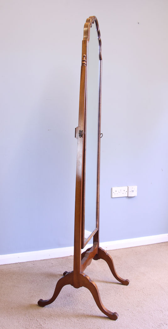 12020r9 Antique Mahogany cheval Dressing Mirror,
