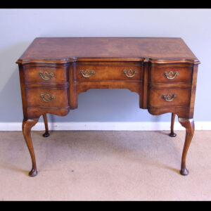 Antique Burr Walnut Serpentine Shaped Side Table.
