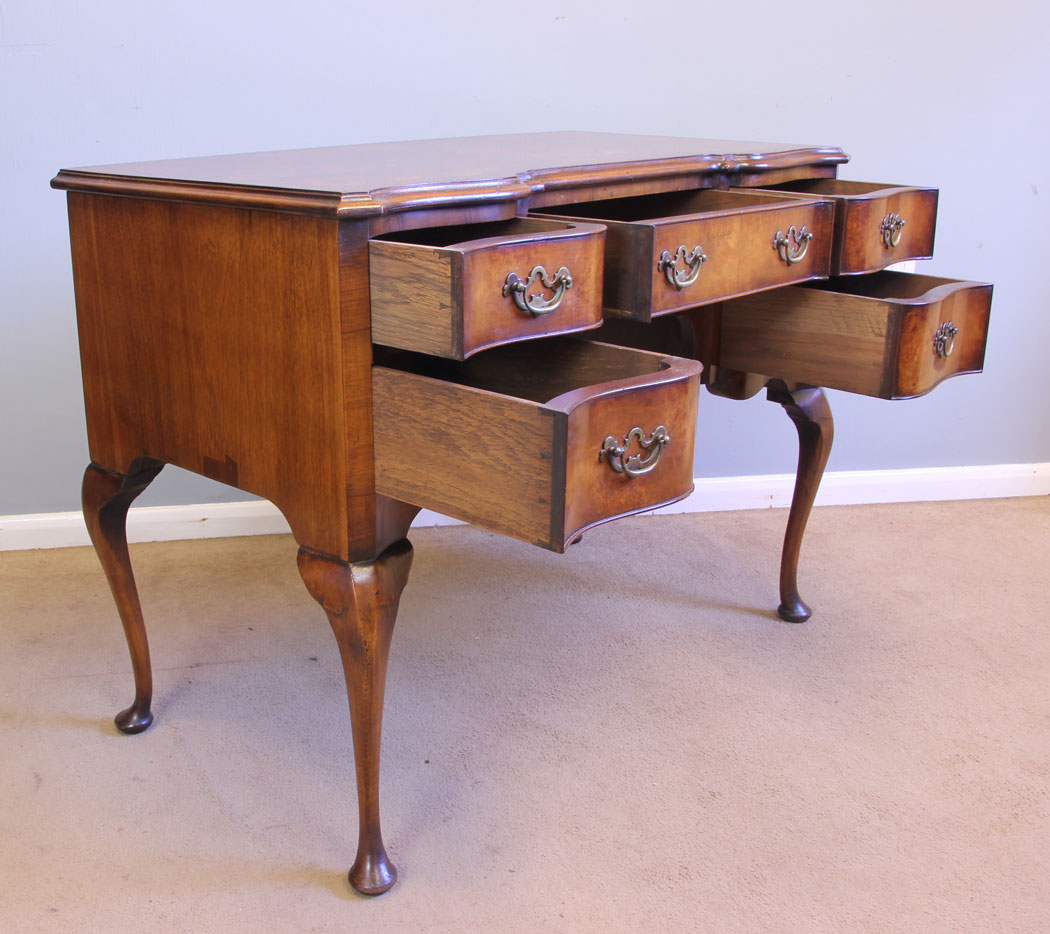 12021r12 Antique Burr Walnut Serpentine Shaped Side Table ,