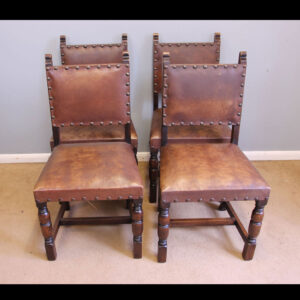 Antique Set Four Oak Dining Chairs.