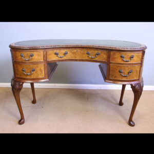 Antique Kidney Shaped Burr Walnut Desk
