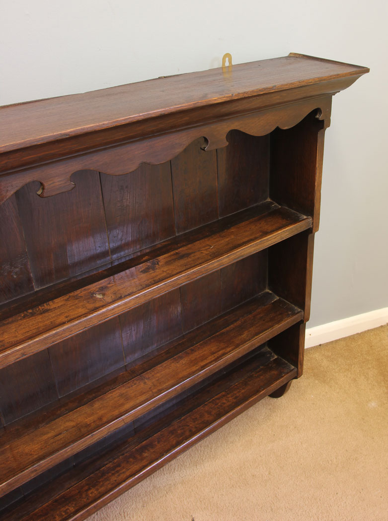 12030r3 Antique Oak Wall Shelves Plate Rack,