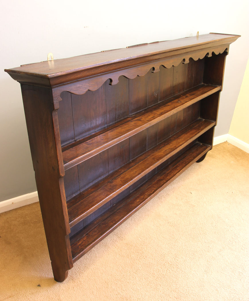 12030r4 Antique Oak Wall Shelves Plate Rack,