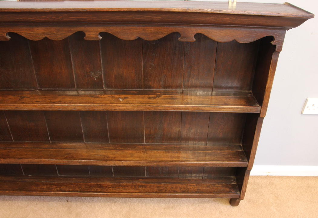 12030r5 Antique Oak Wall Shelves Plate Rack,