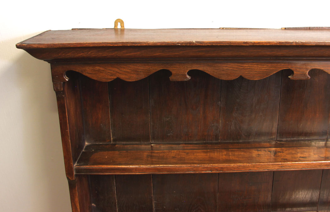 12030r7 Antique Oak Wall Shelves Plate Rack,