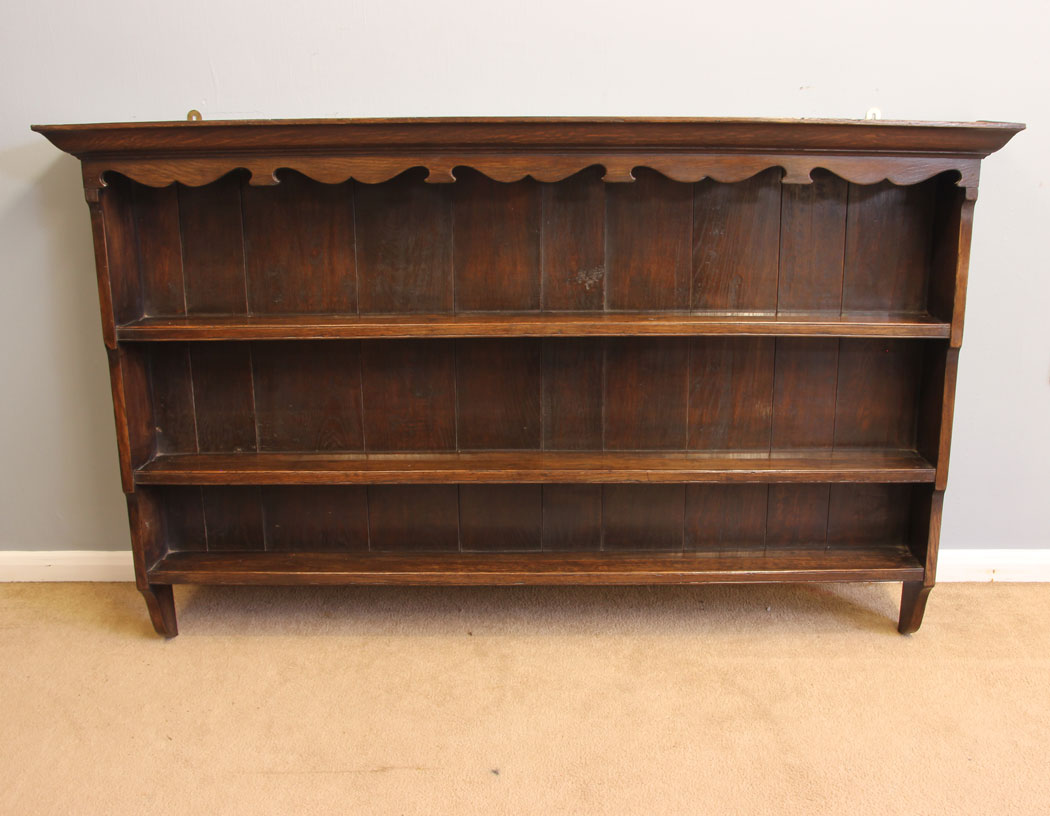 12030r9 Antique Oak Wall Shelves Plate Rack,