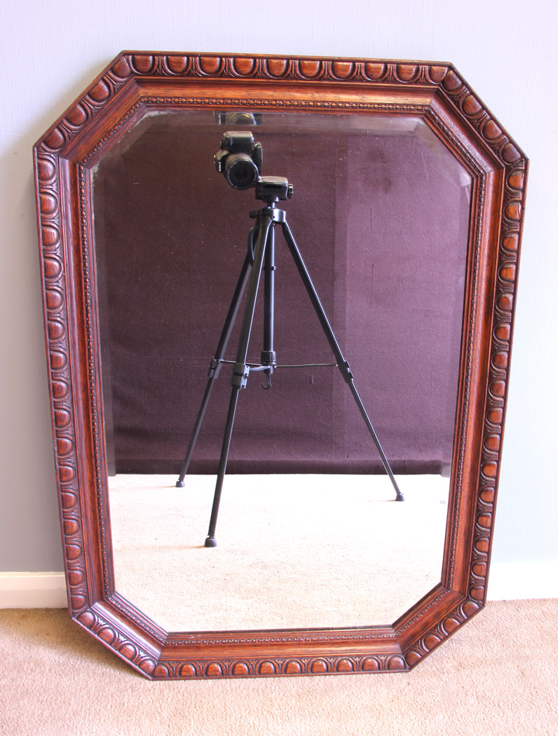12032r1 Antique Oak Framed Wall Mirror,
