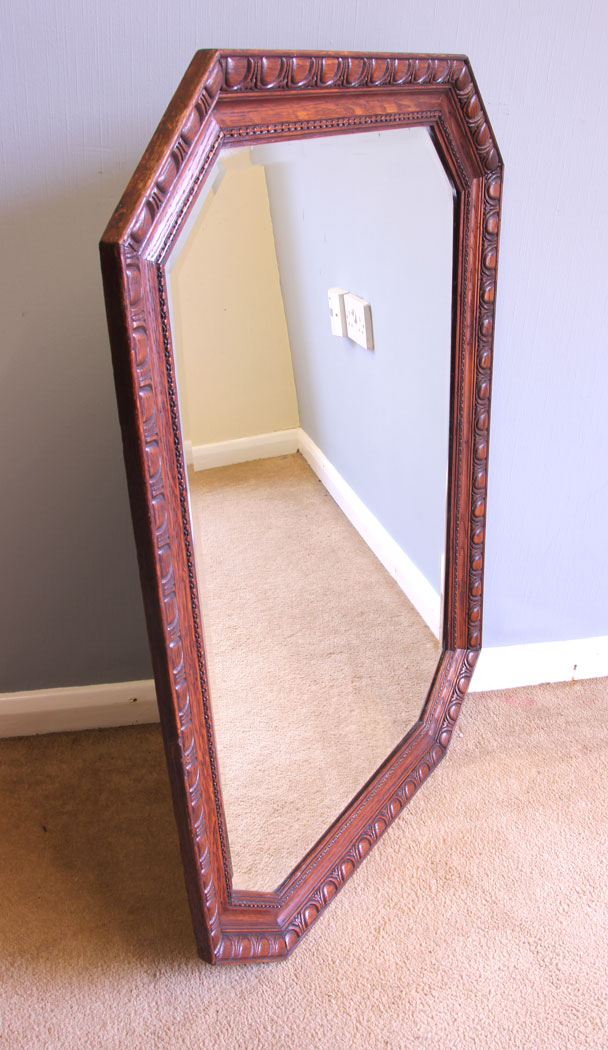 12032r2 Antique Oak Framed Wall Mirror,