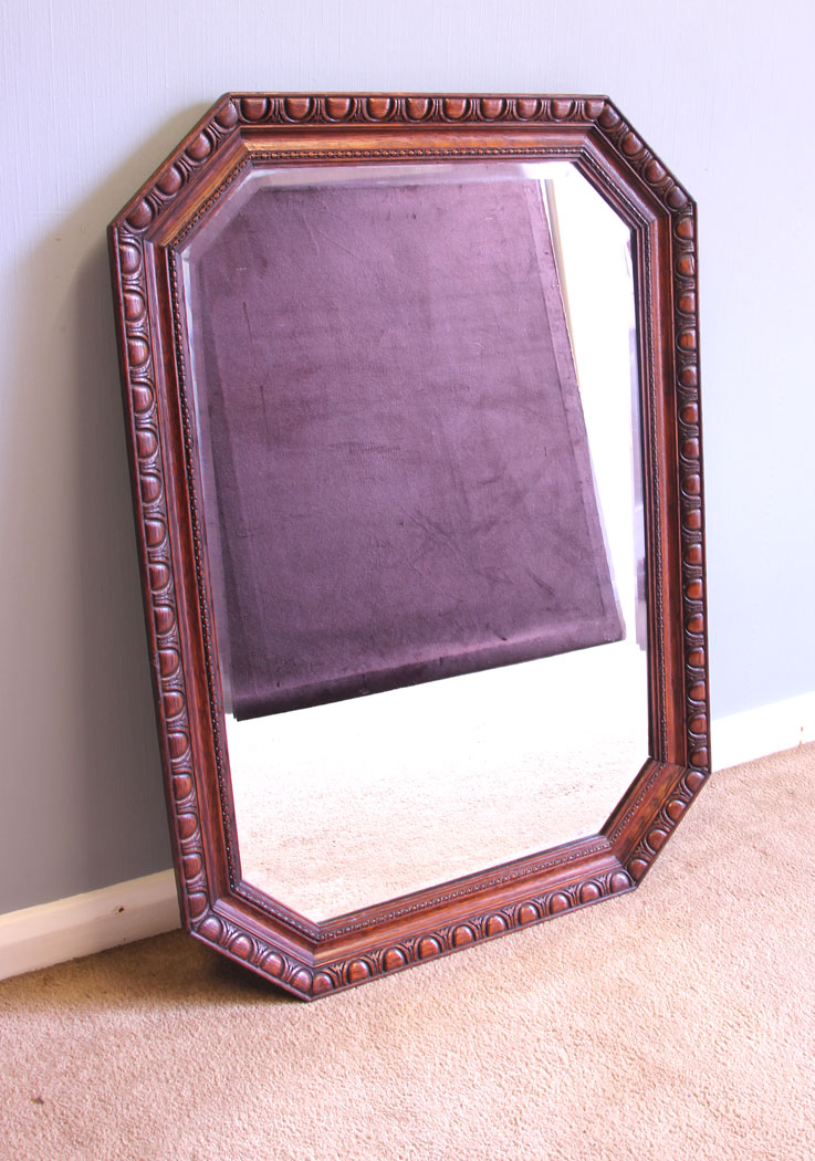 12032r3 Antique Oak Framed Wall Mirror,