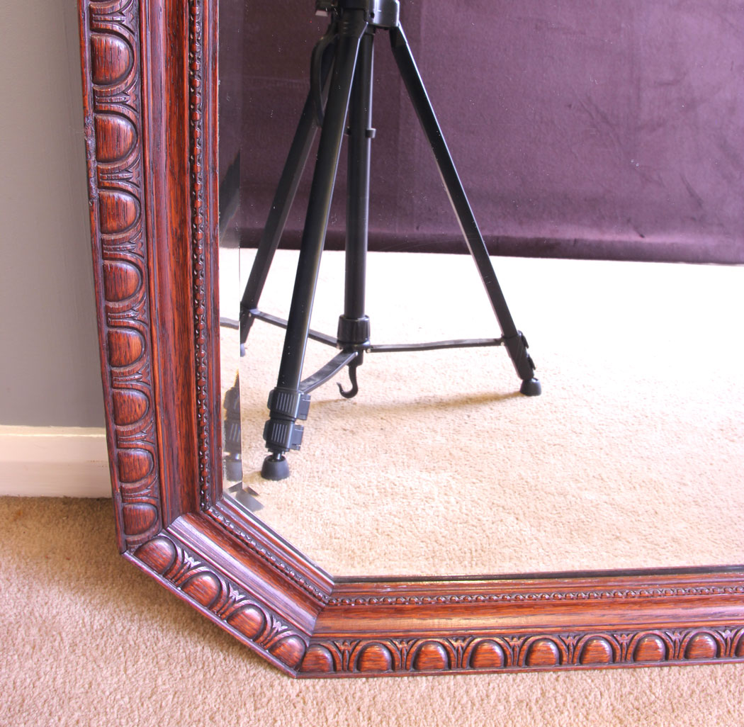 12032r5 Antique Oak Framed Wall Mirror,