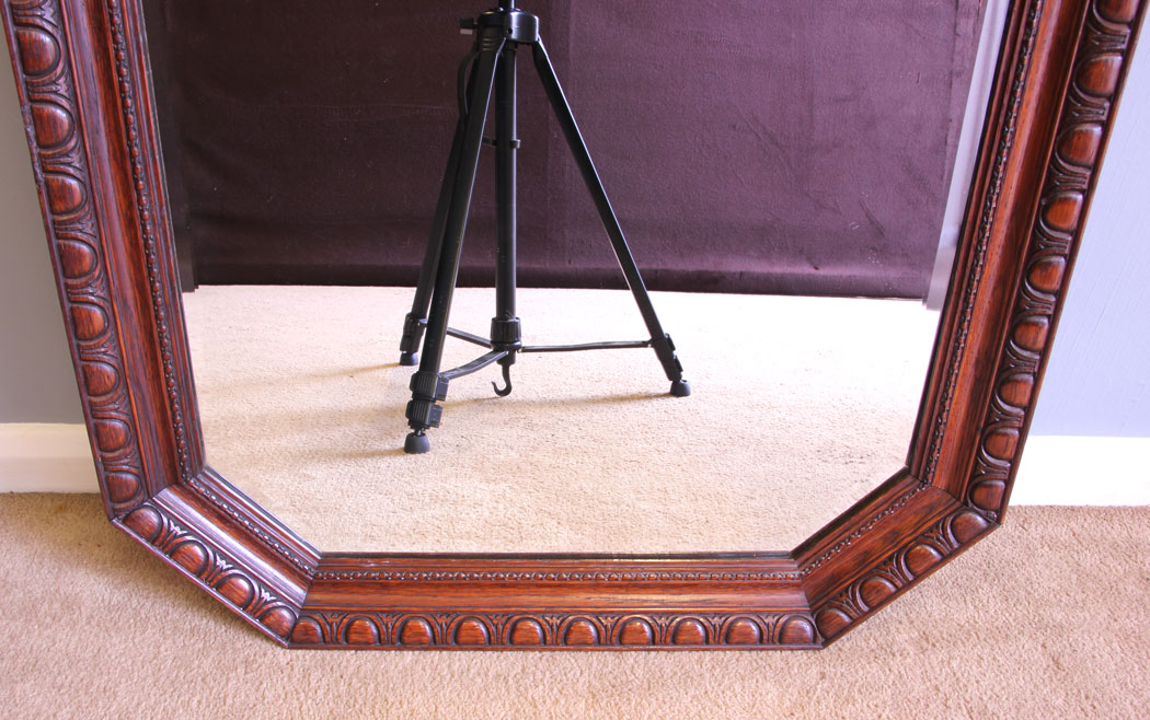 12032r6 Antique Oak Framed Wall Mirror,