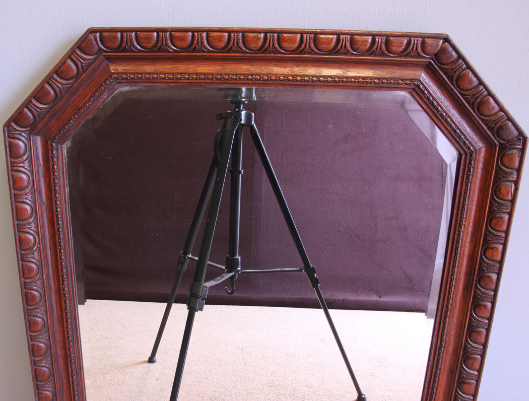 12032r7 Antique Oak Framed Wall Mirror,