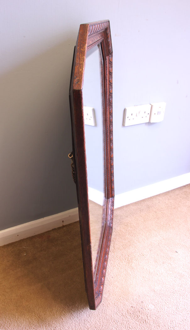 12032r8 Antique Oak Framed Wall Mirror,
