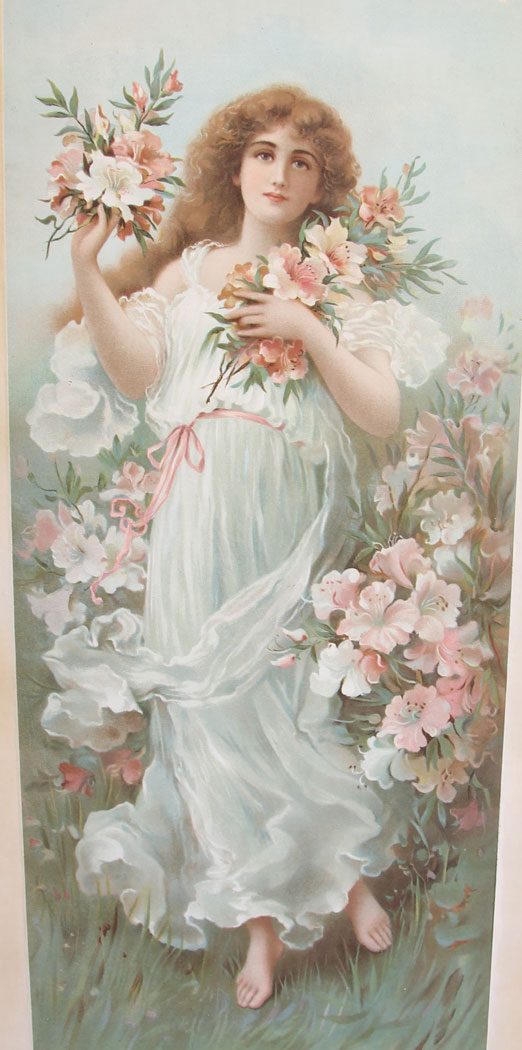 12034r2 Antique Art Nouveau Oak Famed Print,