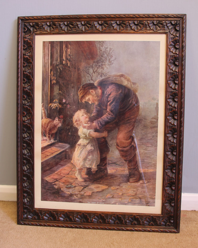 12035r1 Vintage Coloured Print in Decroative Frame,