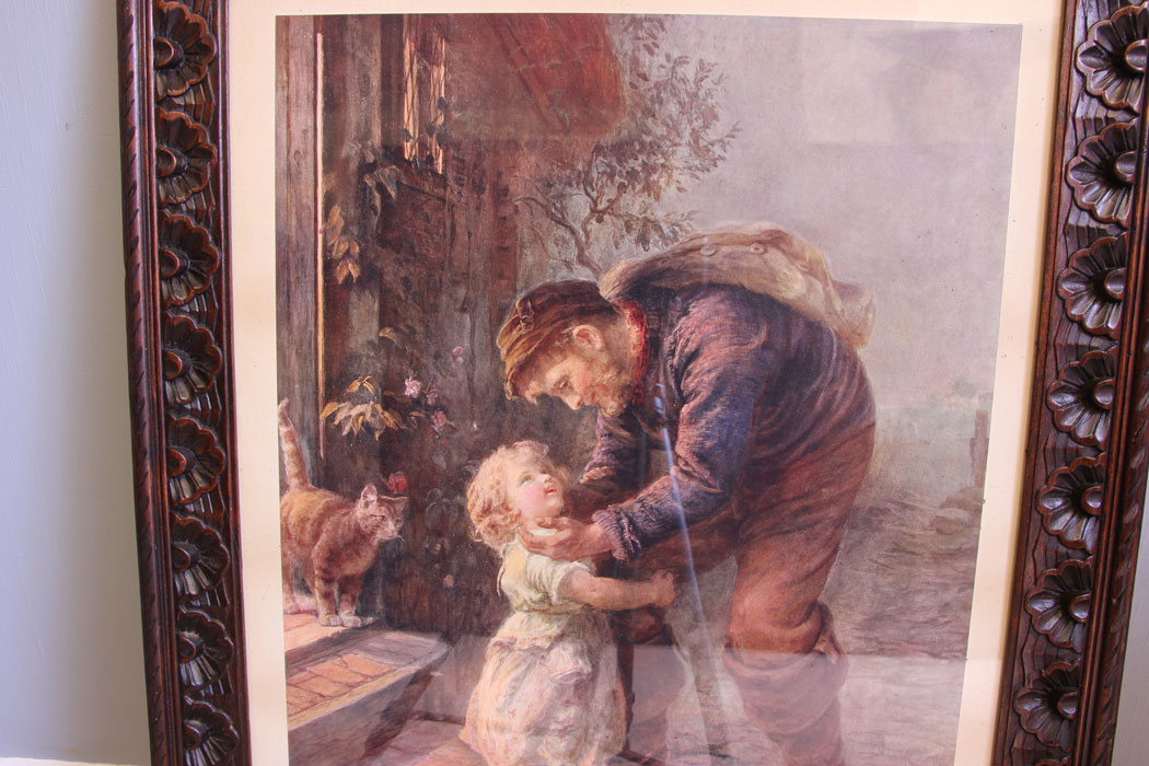 12035r4 Vintage Coloured Print in Decorative Frame,