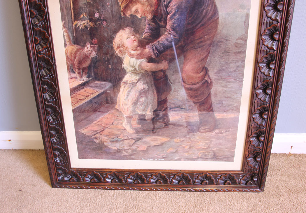 12035r5 Vintage Coloured Print in Decorative Frame,