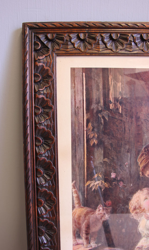 12035r6 Vintage Coloured Print in Decorative Frame,