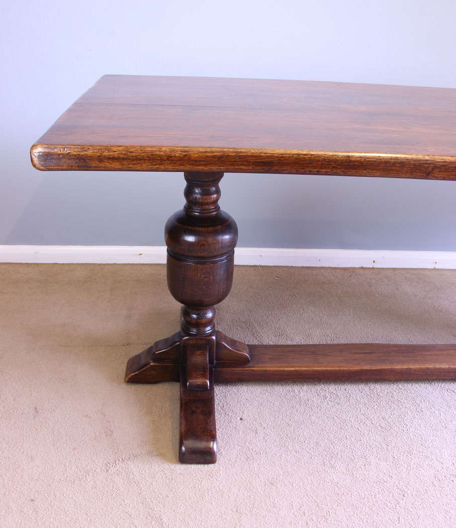 12043r11 Antique Oak Refectory Farmhouse Kitchen Dining Table,