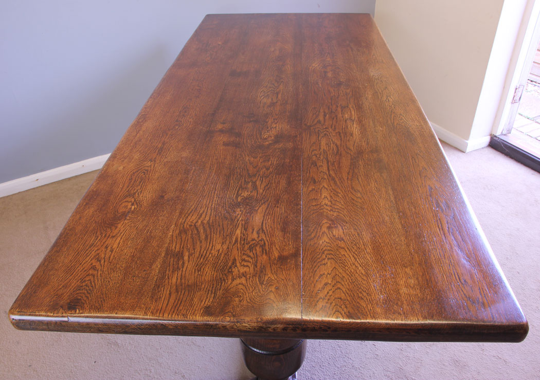 12043r2 Antique Oak Refectory Farmhouse Kitchen Dining Table,